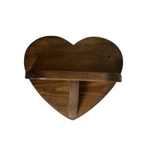 Vintage Wooden Heart Wall Shelf 70s 80s Handmade Country Farmhouse Cottage